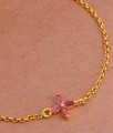 One Gram Gold Bracelet Ruby Stone Flower Charm Design BRAC871
