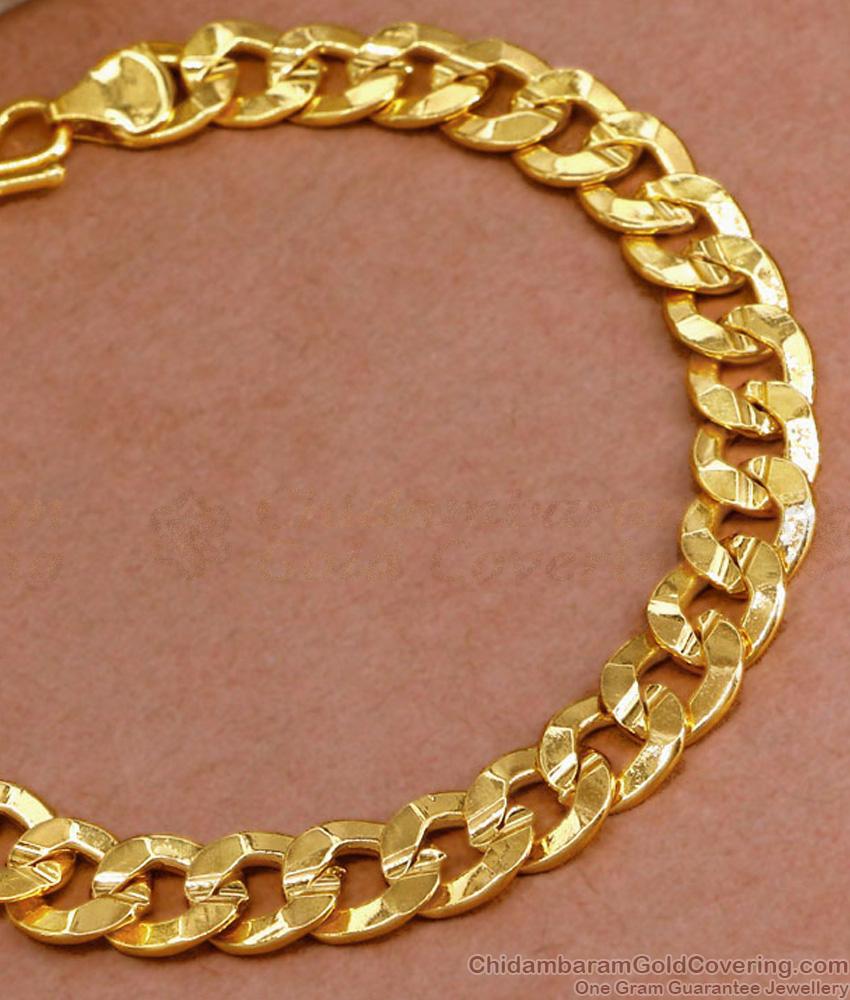 Thick Solid Gold Mens Curb Bracelet Shop Online BRAC891