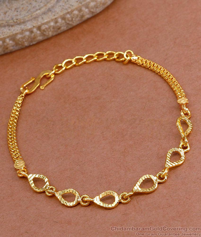 One Gram Gold Light Weight Bracelet Plain Leaf Charms Design BRAC899