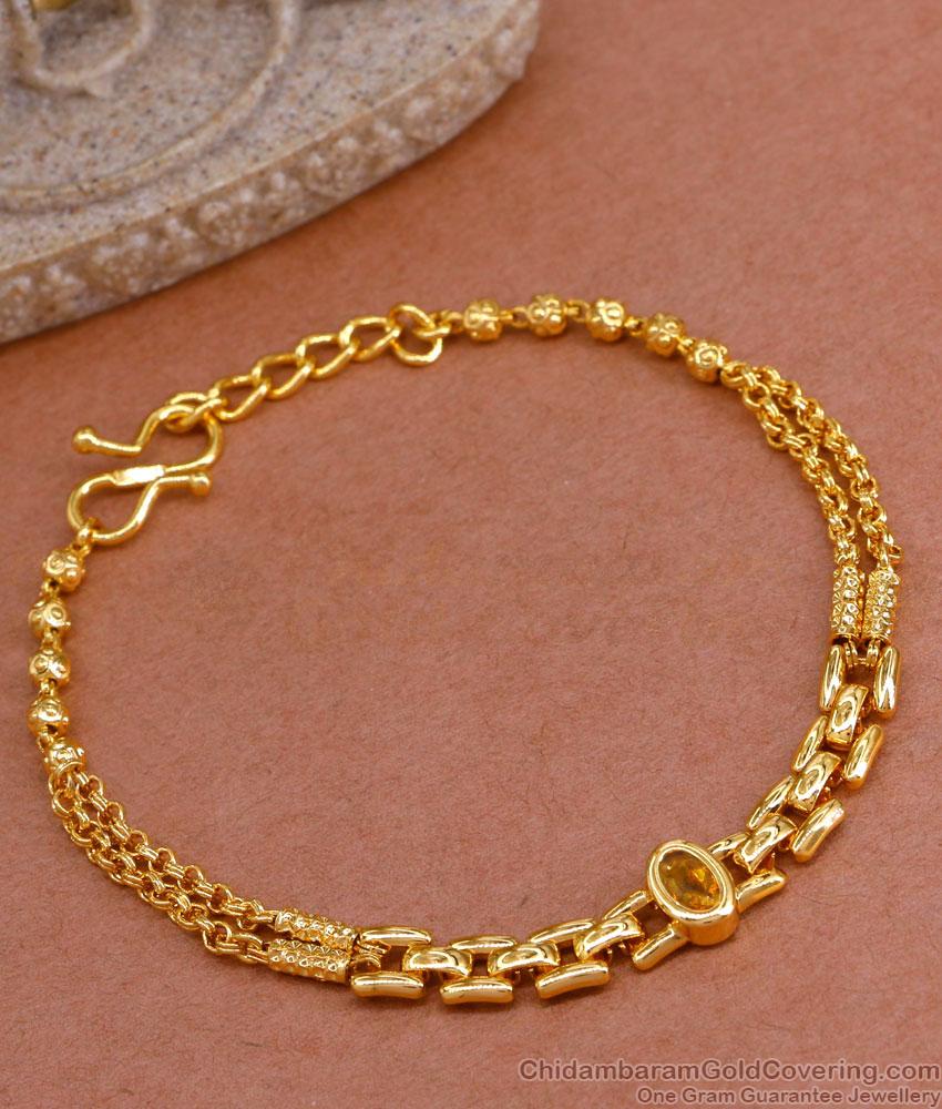 Single Yellow Sapphire Stone Gold Bracelet For Women BRAC904