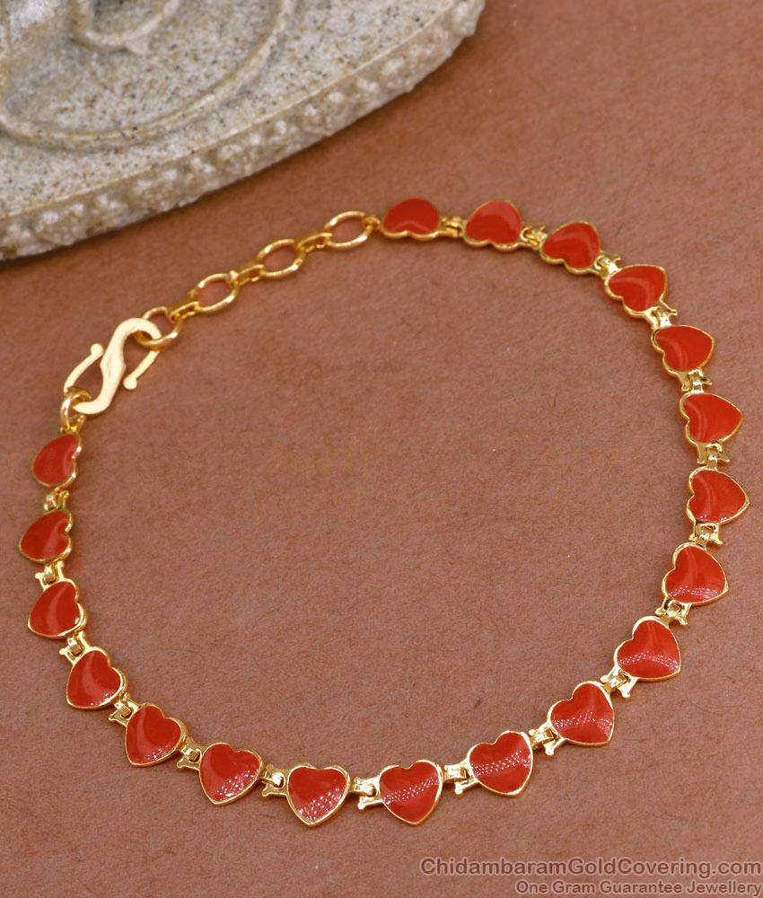 Coral Heart Bracelet 1 Gram Gold Jewellery For Women BRAC922