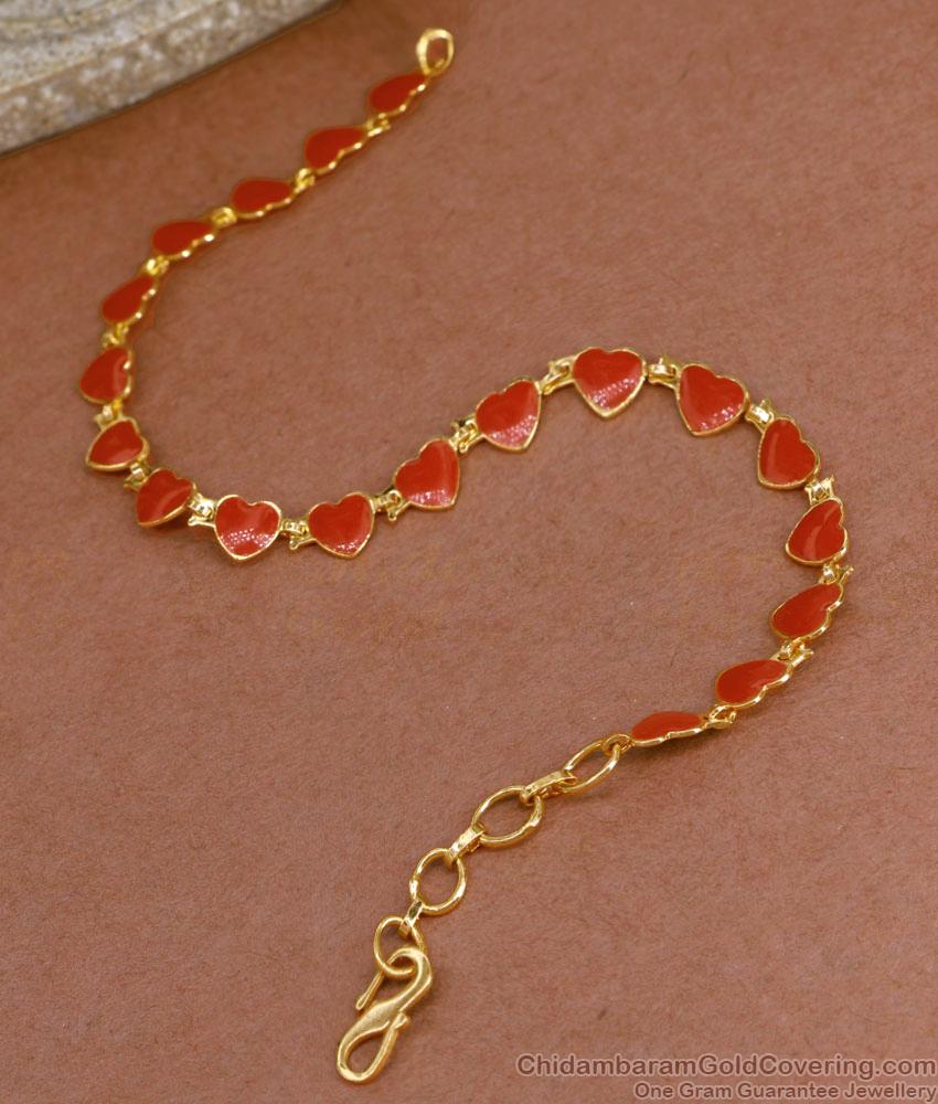 Coral Heart Bracelet 1 Gram Gold Jewellery For Women BRAC922