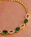 Beautiful Gold Imitation Party Wear Emerald Stone Bracelet BRAC930