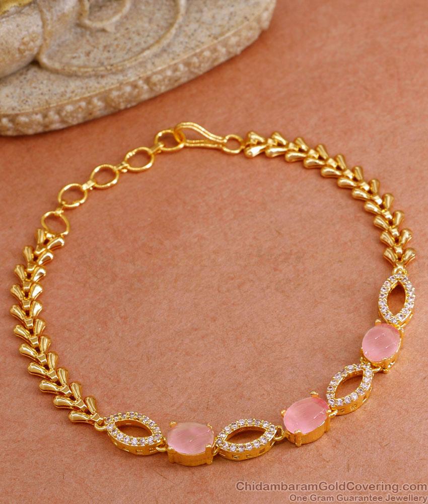 Elegant Pink White Diamond Bracelet 1 Gram Gold Jewellery BRAC931