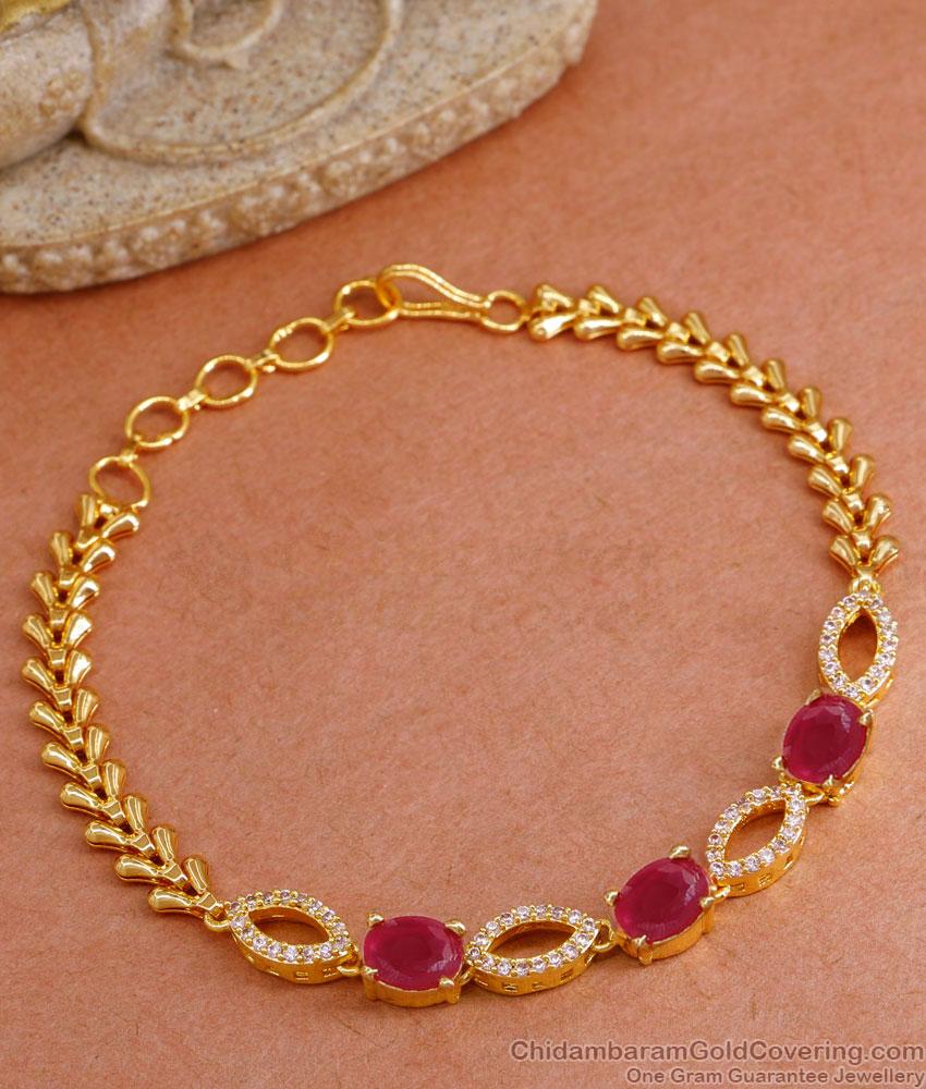 Stylish Ruby White Stone Bracelet Chain Type  For Women BRAC932