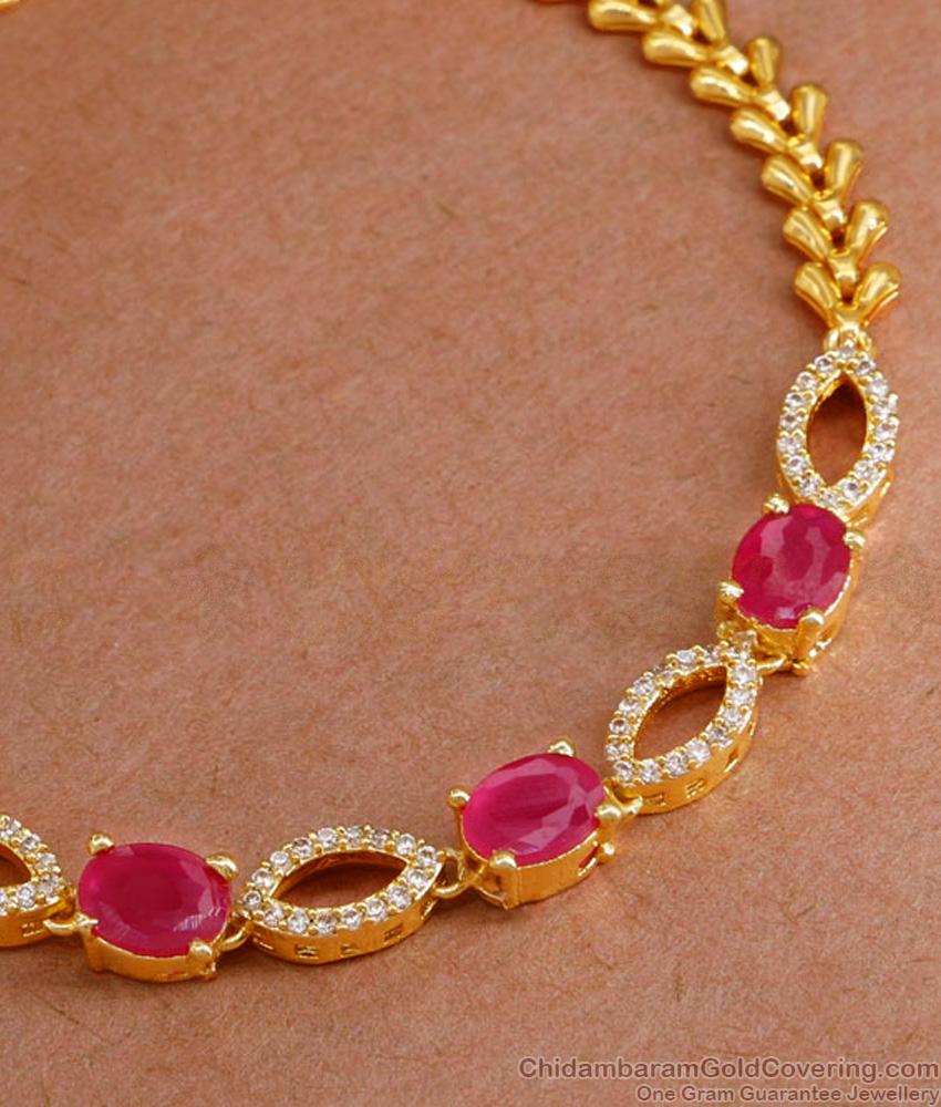 Stylish Ruby White Stone Bracelet Chain Type  For Women BRAC932