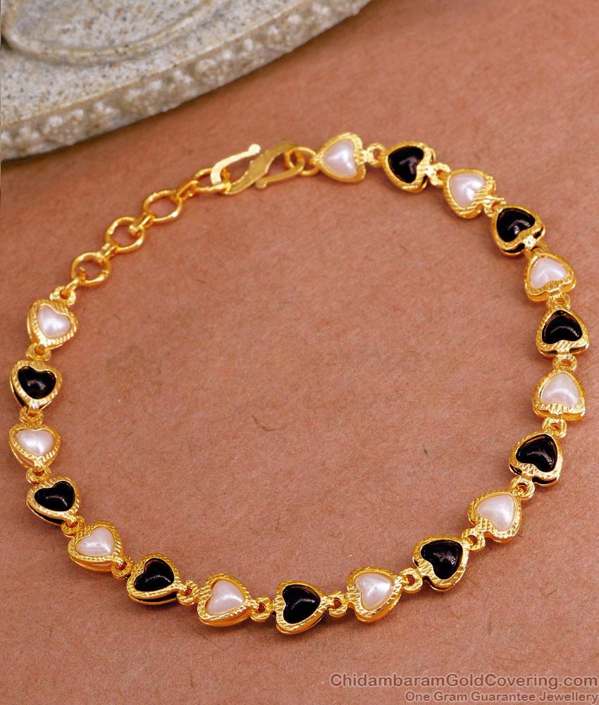 Kerala Black White Pearls Gold Imitation Bracelet For Women BRAC936