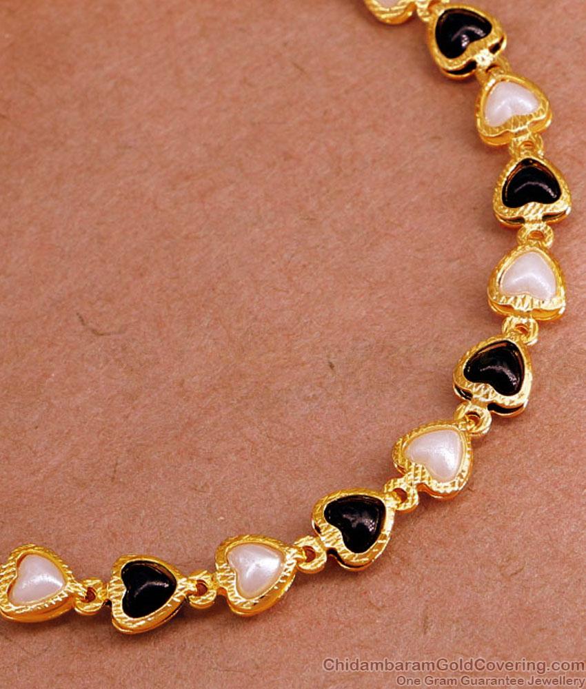 Kerala Black White Pearls Gold Imitation Bracelet For Women BRAC936