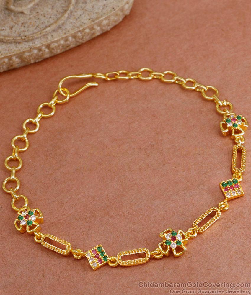 Buy Unique Floral Design Stone Bracelet In Gold Finish Online BRAC937