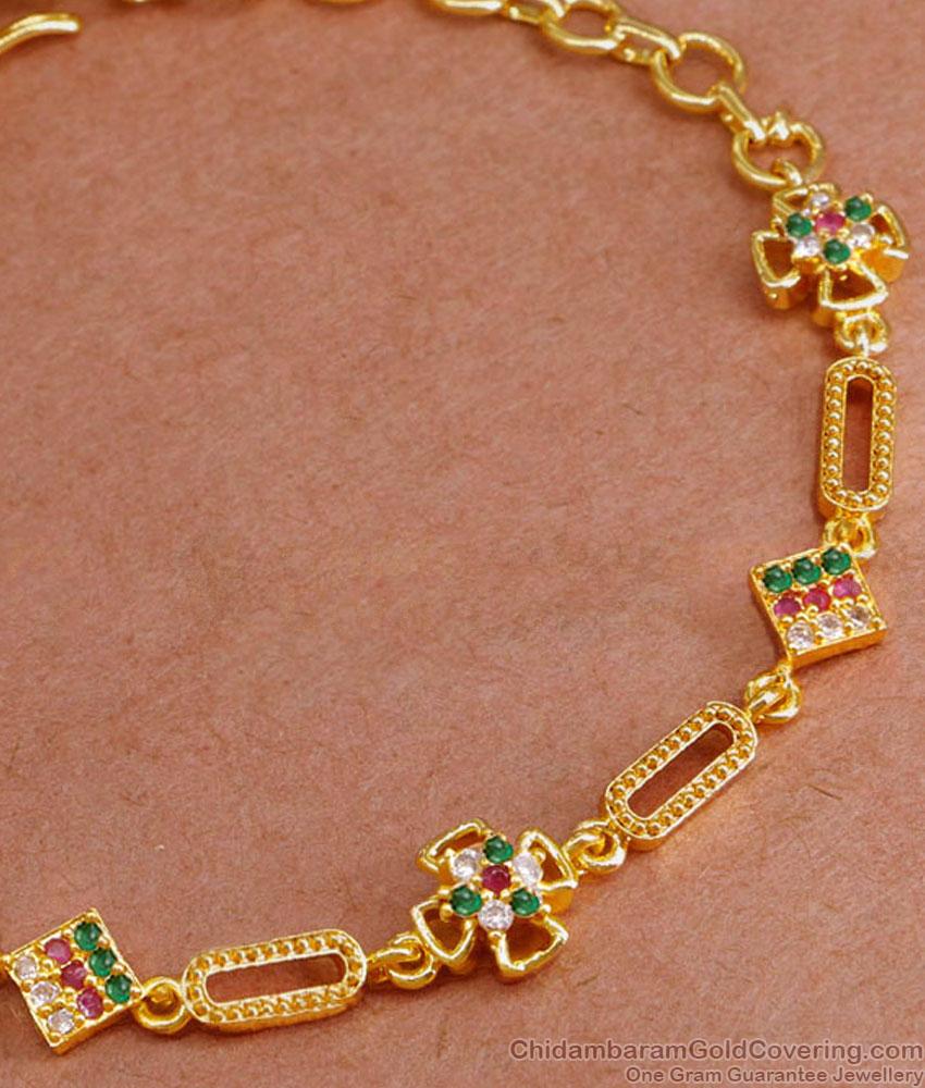 Buy Unique Floral Design Stone Bracelet In Gold Finish Online BRAC937