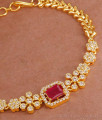 Premium Gold Imitation Chain Type Diamond Bracelet With Ruby Stone BRAC940