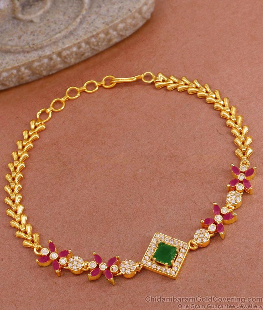 Buy Trendy 1 Gram Gold Finish Stone Bracelet For Ladies BRAC947