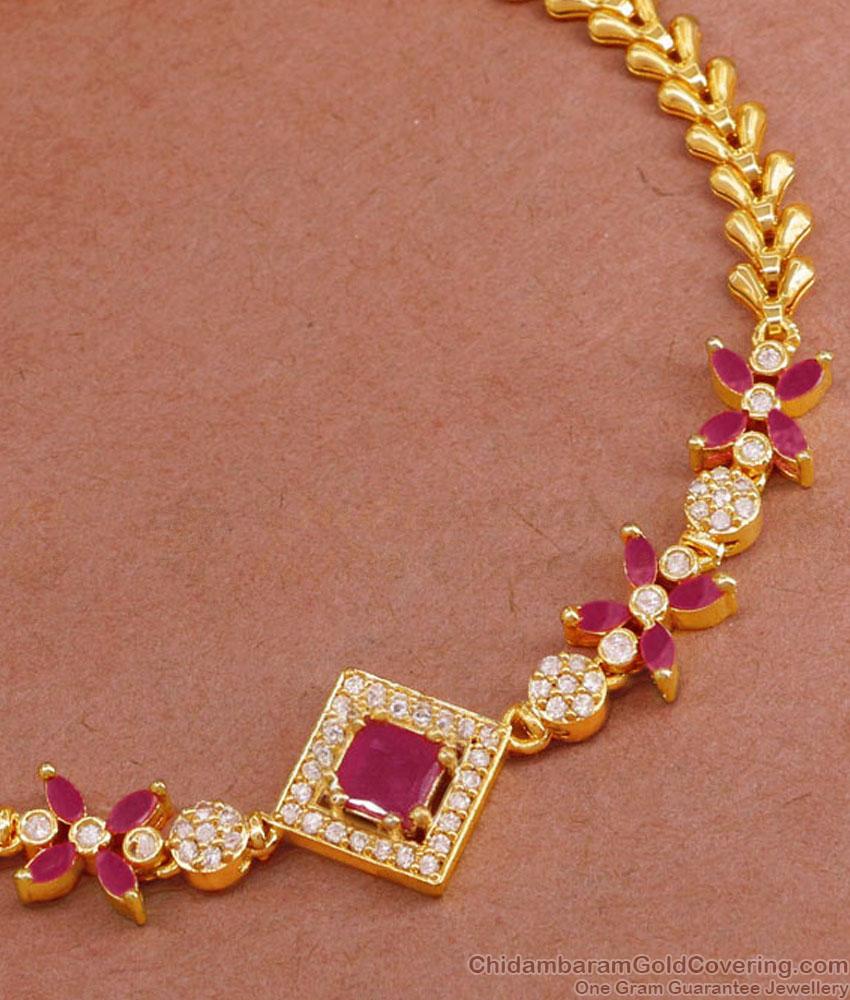 Elegant Ruby Stone Gold Plated Bracelet At Affordable Price BRAC948