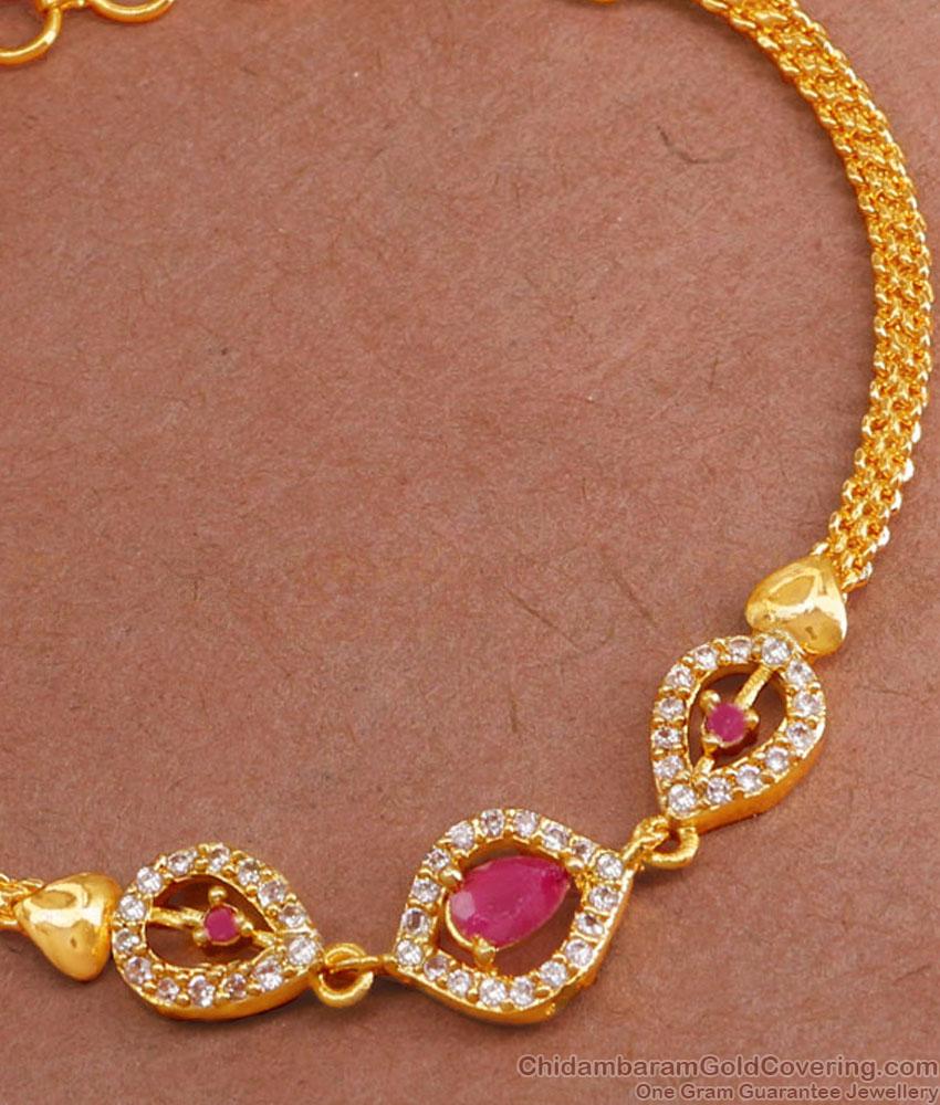 Buy Artificial Gold Design Bracelet With Ruby White Stone BRAC950