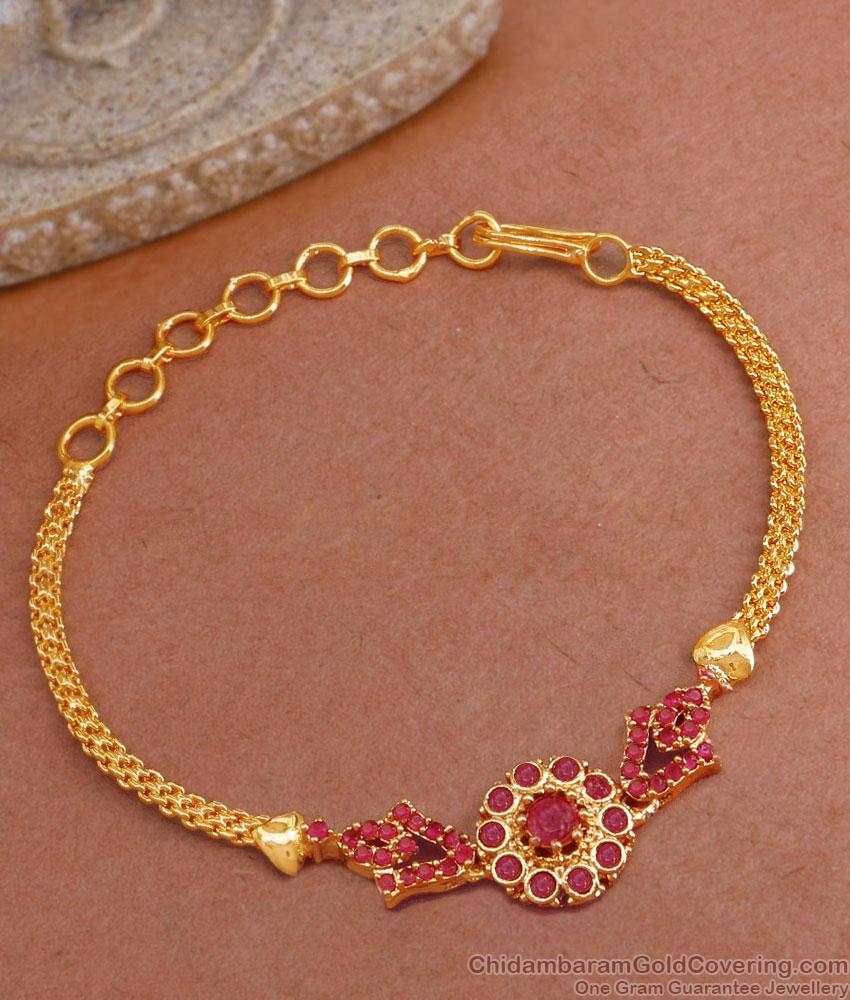 Full Ruby Stone 1 Gram Gold Bracelet For Occasional Wear BRAC951