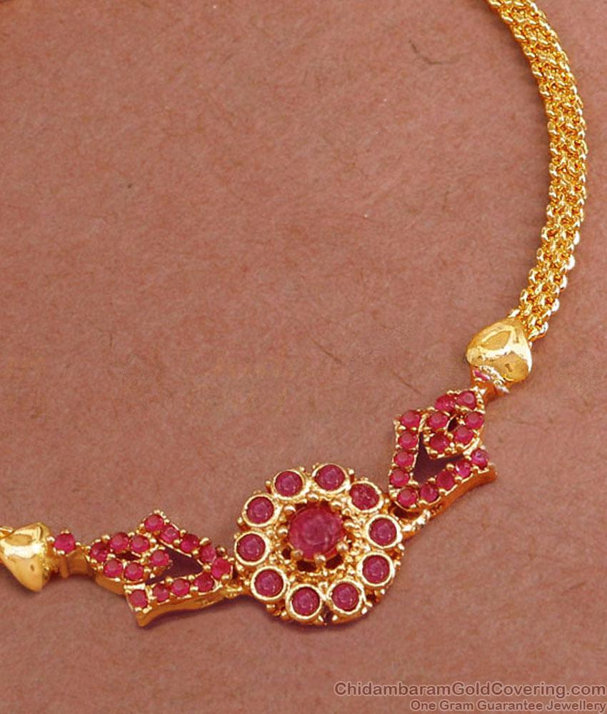 Full Ruby Stone 1 Gram Gold Bracelet For Occasional Wear BRAC951