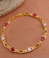 Designer Ruby White Stone Gold Imitation Bracelet Designs BRAC955