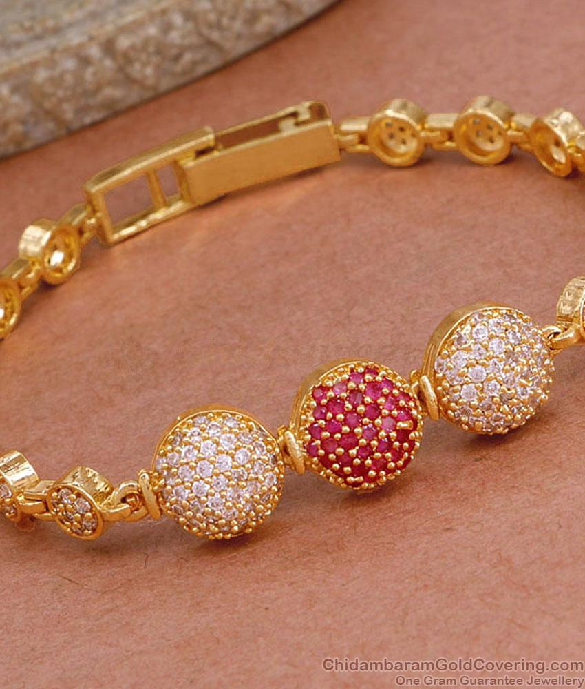 Stylish One Gram Gold Ad Stone Bracelet Ball Design BRAC956