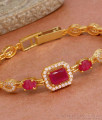 Stylish Ruby Stone Gold Plated Diamond Bracelet Design BRAC959