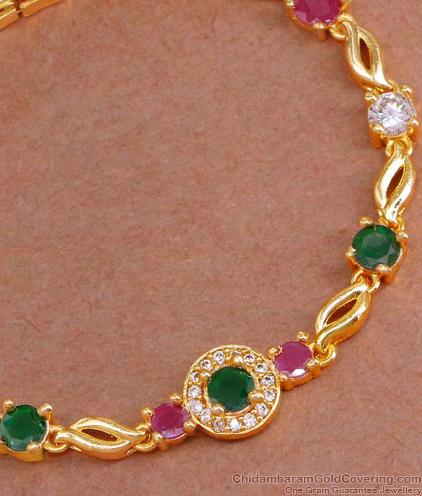 Elegant Multi Stone One Gram Gold Bracelet Design For Ladies BRAC965