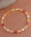 Glittering Ruby White Diamond Party Wear Gold Bracelets BRAC966