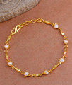 Light Weight Pure Gold Tone Bracelet With Pearls BRAC968