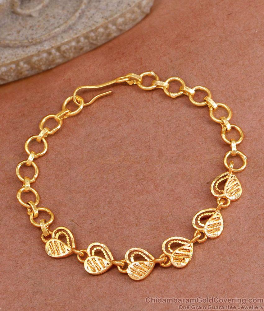 22Kt Gold Tone Heart Shaped Bracelet For Gifts BRAC973