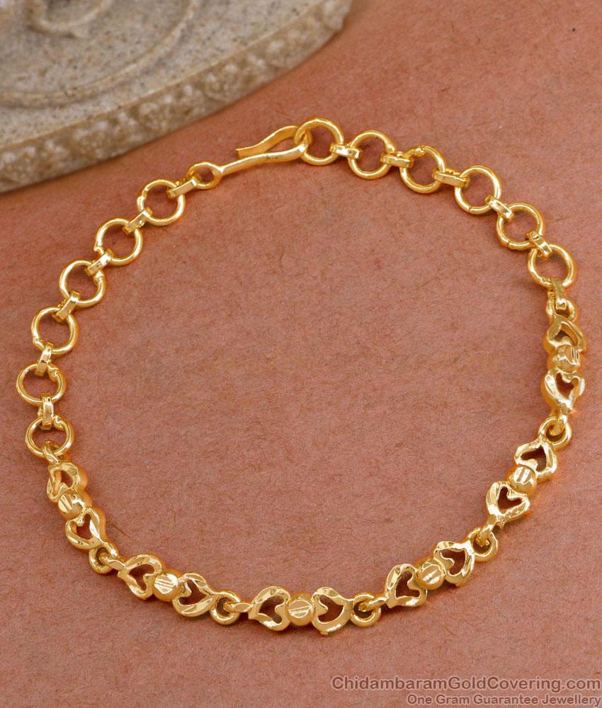 Real Gold Design Small Heart Charms Bracelet For Girls BRAC974