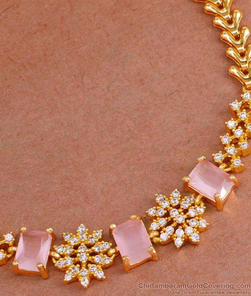 Sparkling Pink Stone Modern Gold Bracelets For Party Wear BRAC978