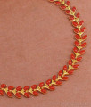 Leaf Design Gold Plated Bracelet With Red Coral Drops BRAC985