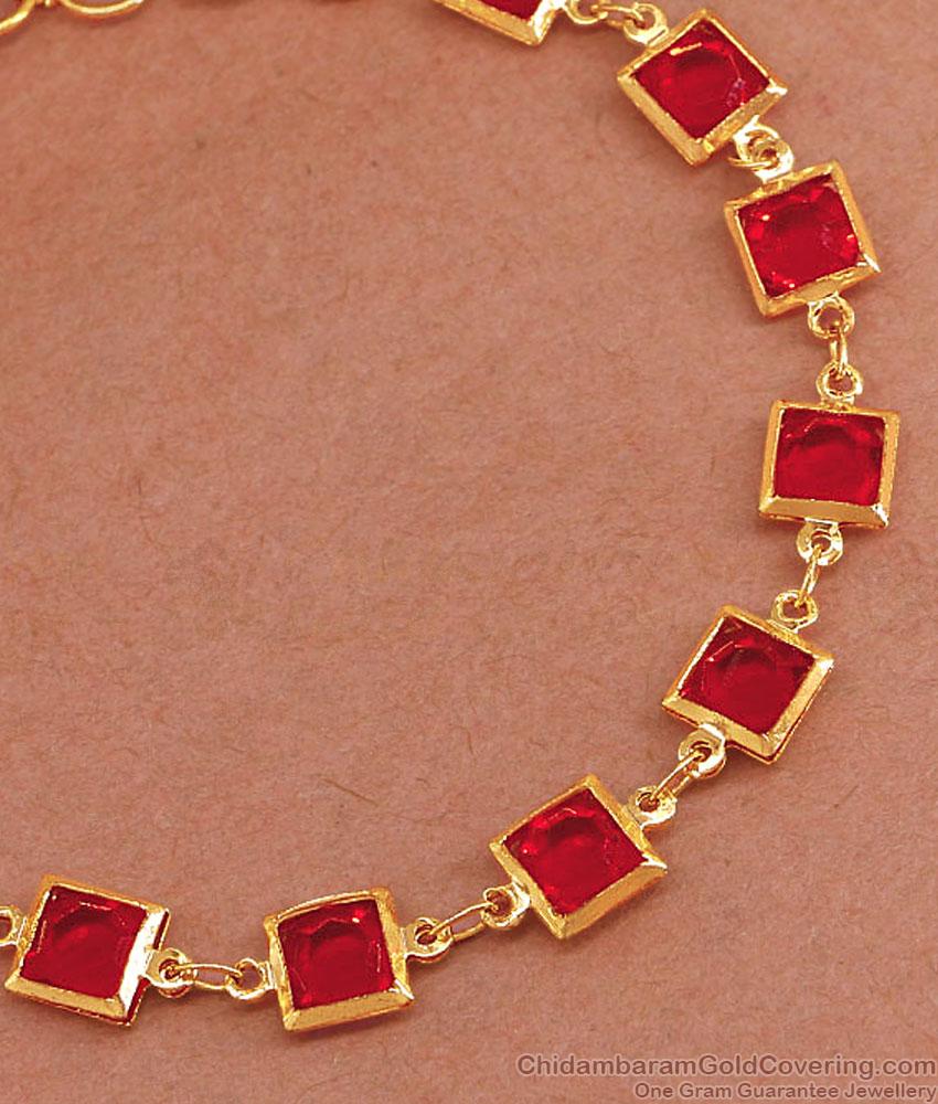 Shimmering Ruby Bracelet Gold Designer Hand Chain Online BRAC987