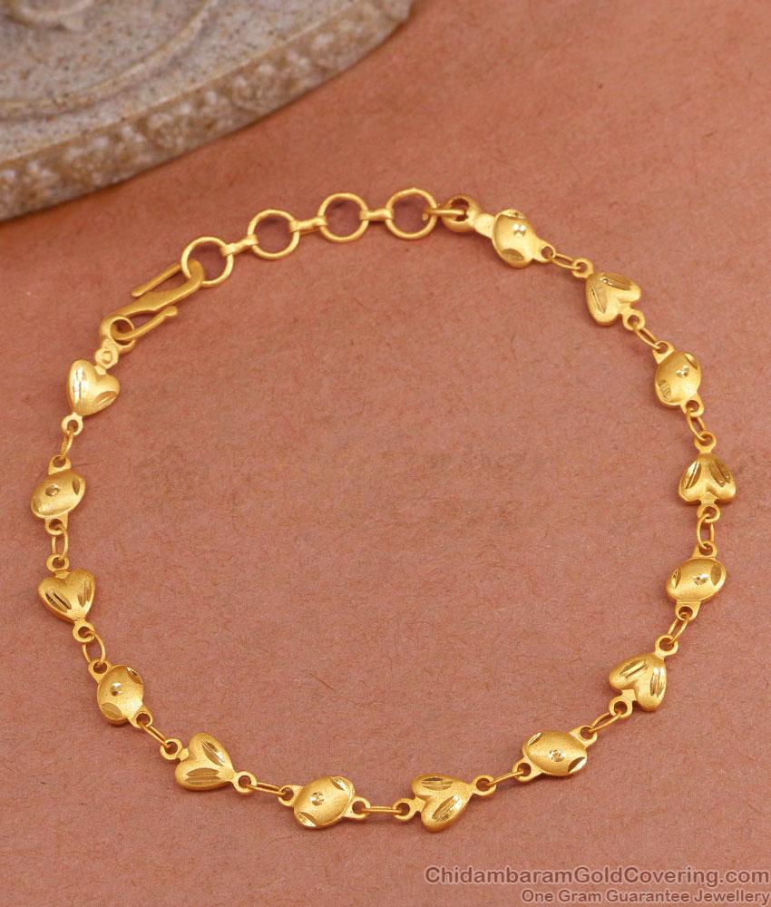 Real Gold Tone Heart Charms Bracelet 2 Gram Gold Jewelry BRAC988