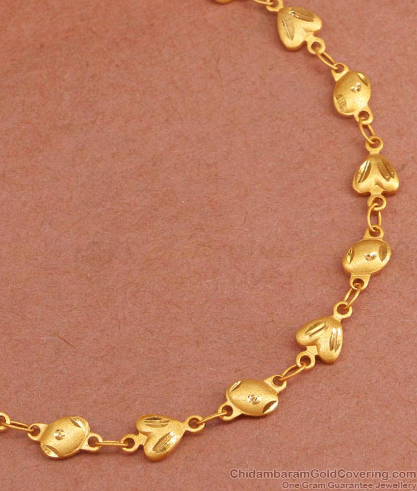 Real Gold Tone Heart Charms Bracelet 2 Gram Gold Jewelry BRAC988