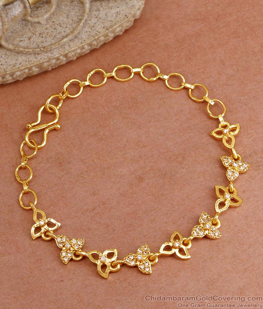 Stylish Ad Stone Floral Gold Bracelet With Price Online BRAC993