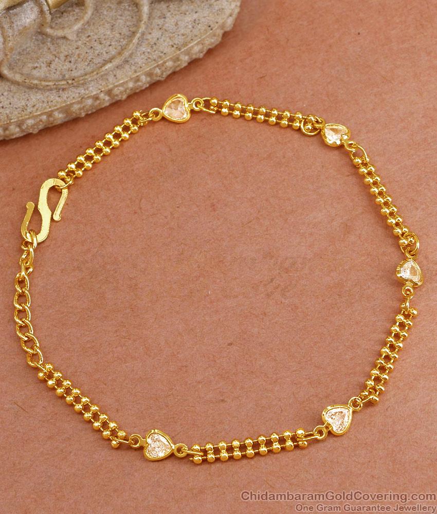 New Model Pure Gold Tone Chain Bracelet Ad Heart Design BRAC996