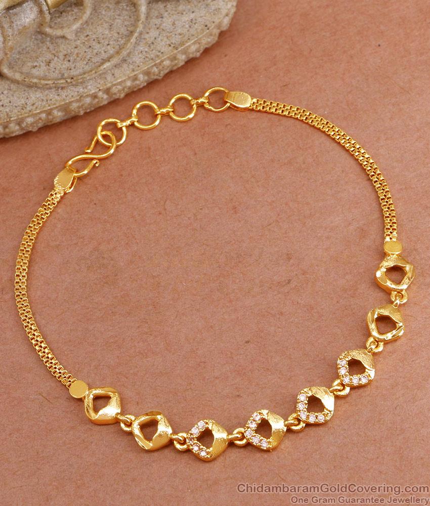 Latest Gold Imitation White Stone Bracelet For College Wear BRAC997