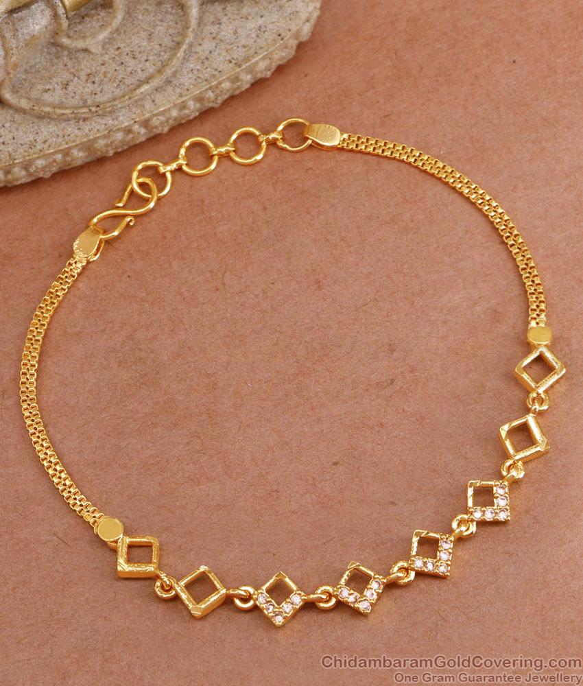 Elegant Geometric Design Gold Plated Bracelet With Stone BRAC998