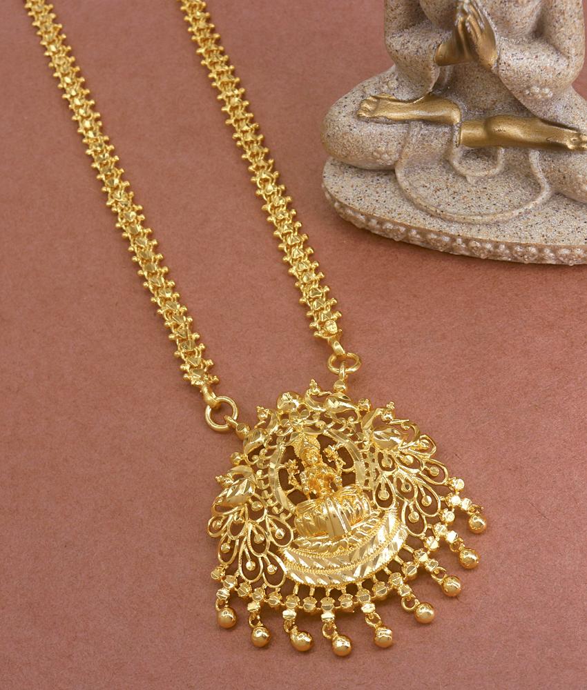 Plain Lakshmi Pendant long Gold Plated Dollar Chain Shop Online BGDR1128