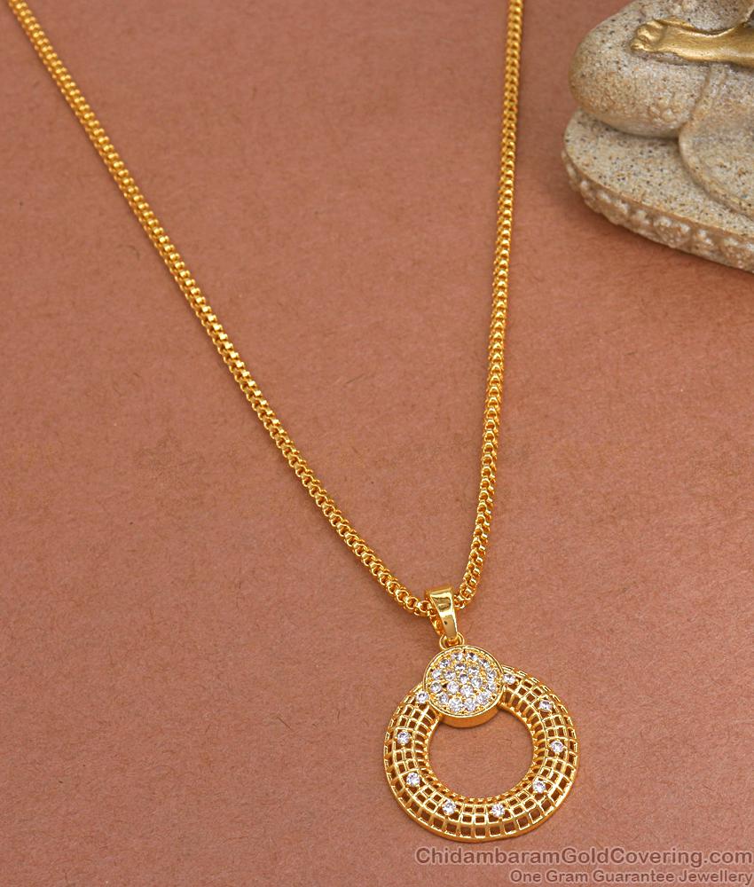 Ad Stone Gold Plated Dollar With Chain For Women BGDR1143