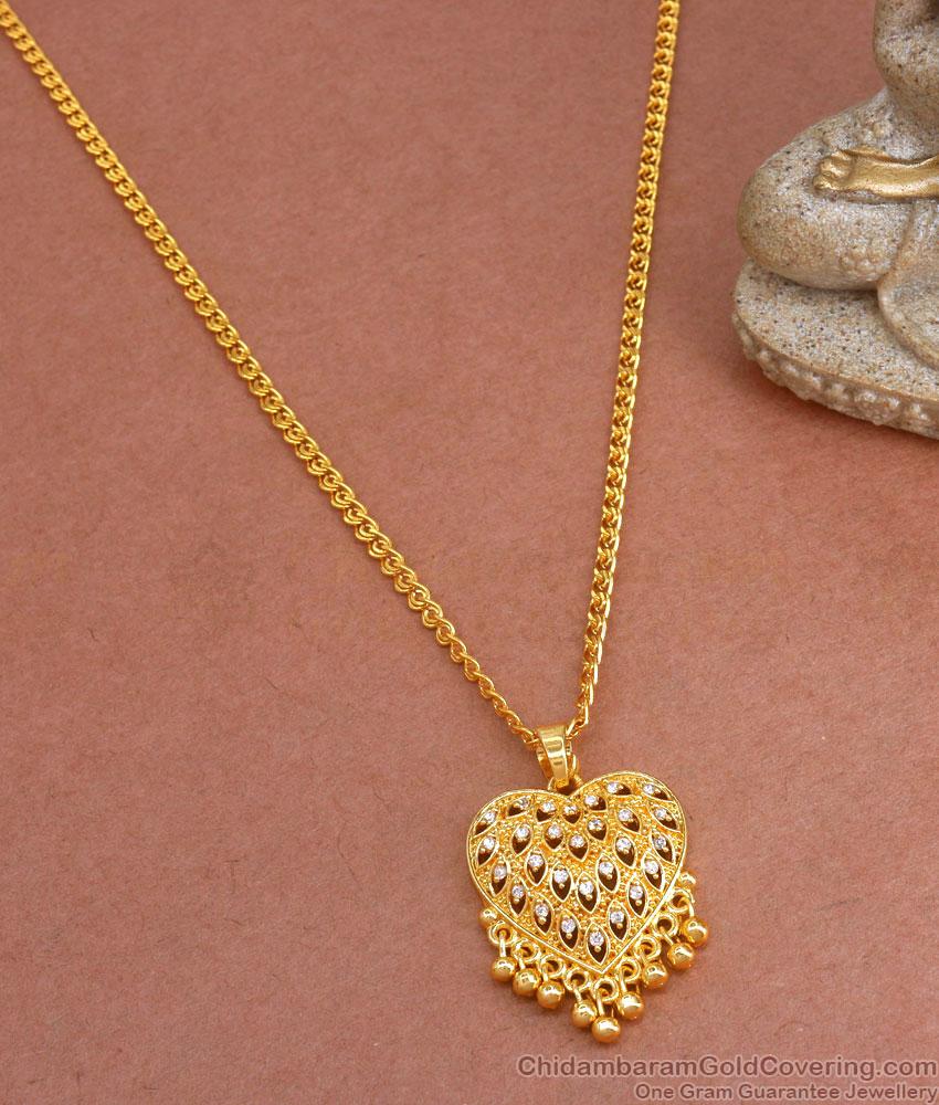 Heart Shaped Gold Plated Pendant Long Chain Design BGDR1160