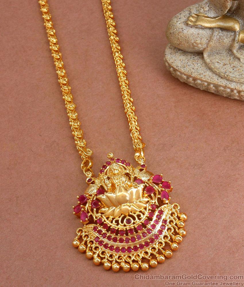 Ruby Stone Gold Covering Lakshmi Dollar Chain BGDR1162
