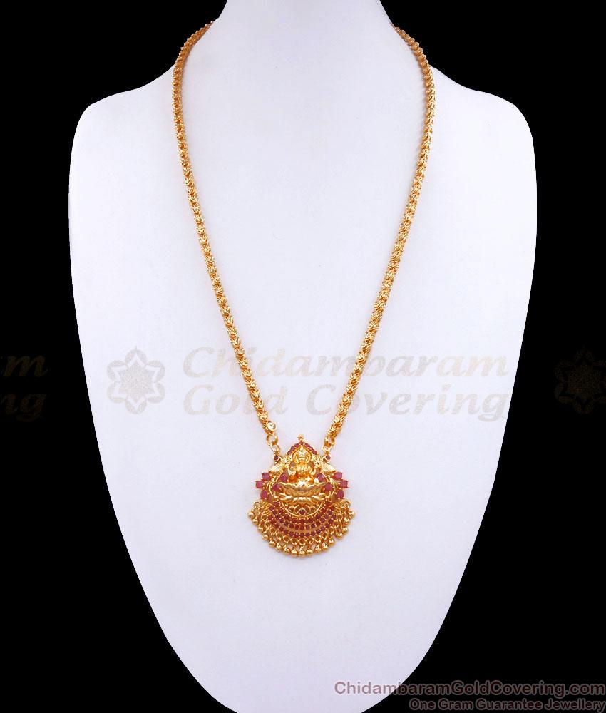 Ruby Stone Gold Covering Lakshmi Dollar Chain BGDR1162