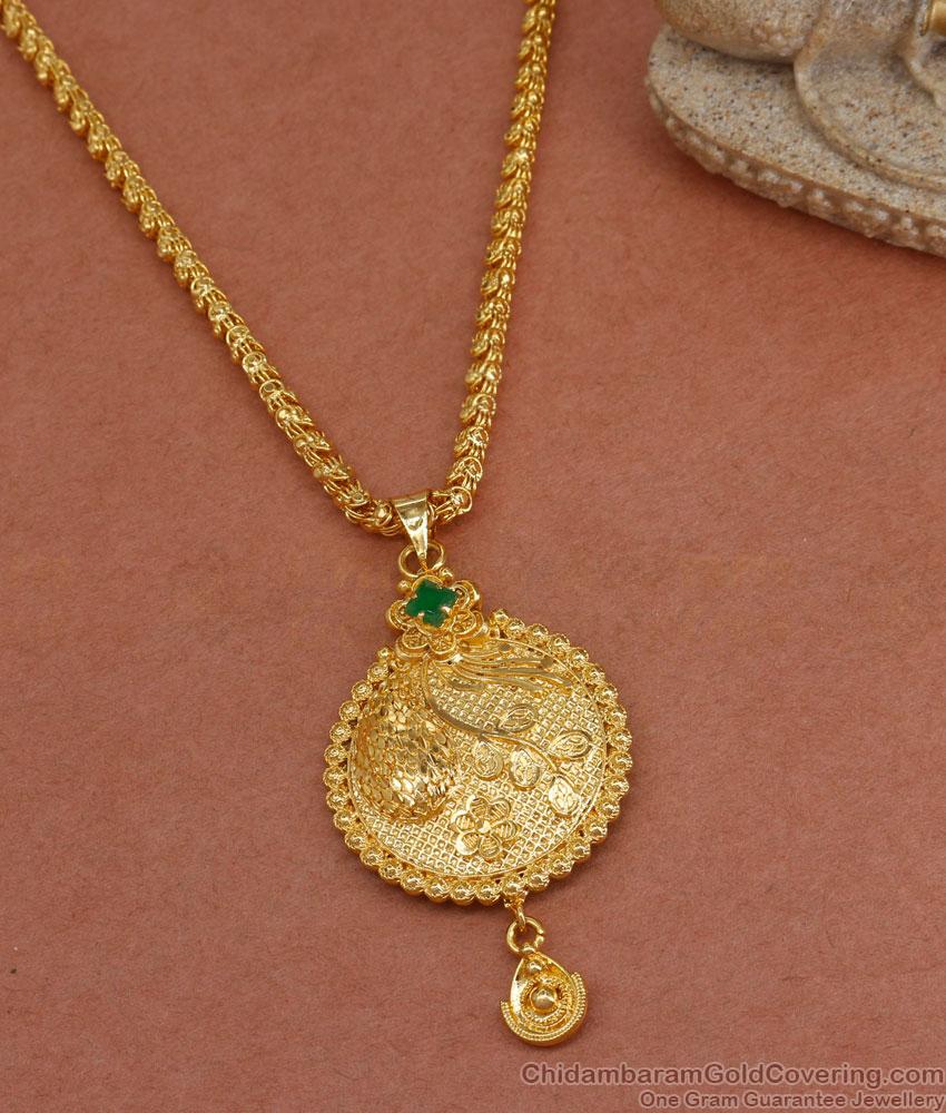 New Model Emerald Dollar With Long Gold Chain For Women BGDR1176