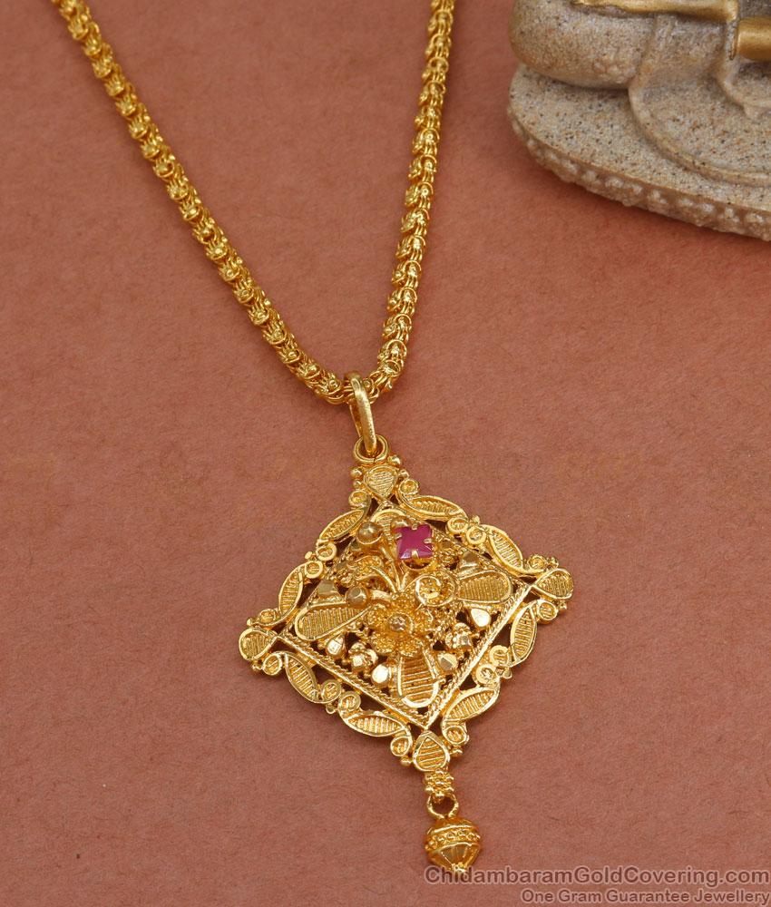 Light Weight Ruby Stone Dollar Chain Daily Wear Collections BGDR1179