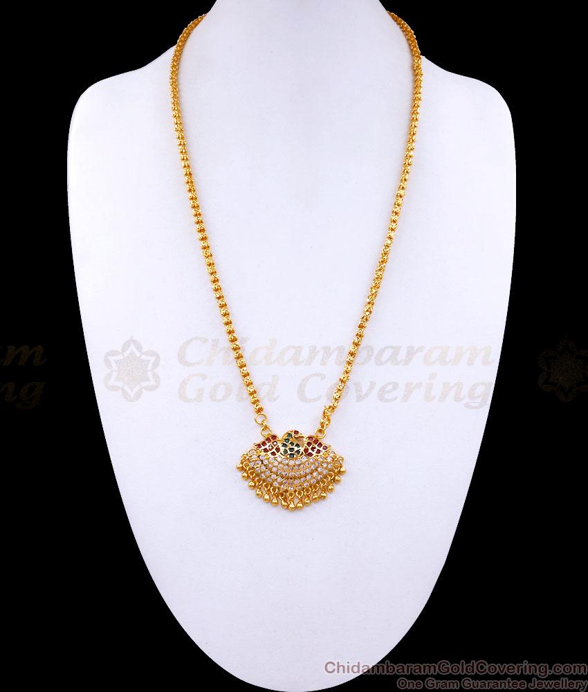 Multistone Swan Design Impon Panchaloha Gold Dollar Chain BGDR1183