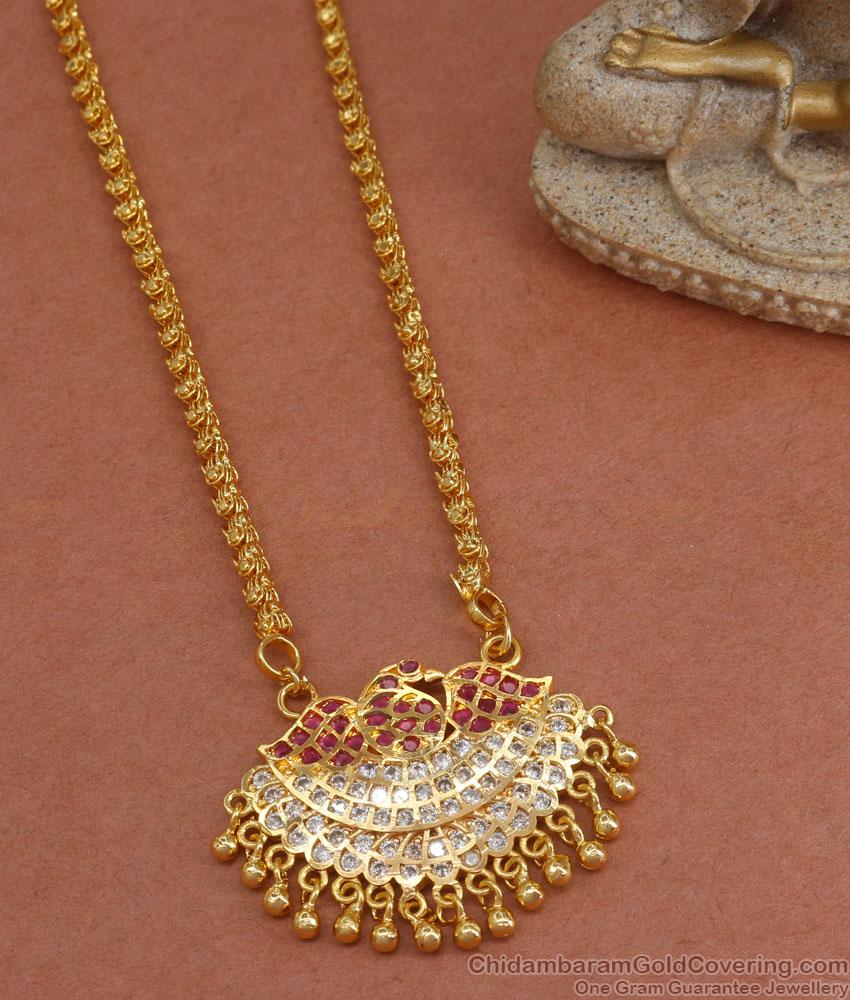 Traditional Impon Swan Dollar With Gold Chain 5 Metal Jewellery BGDR1184