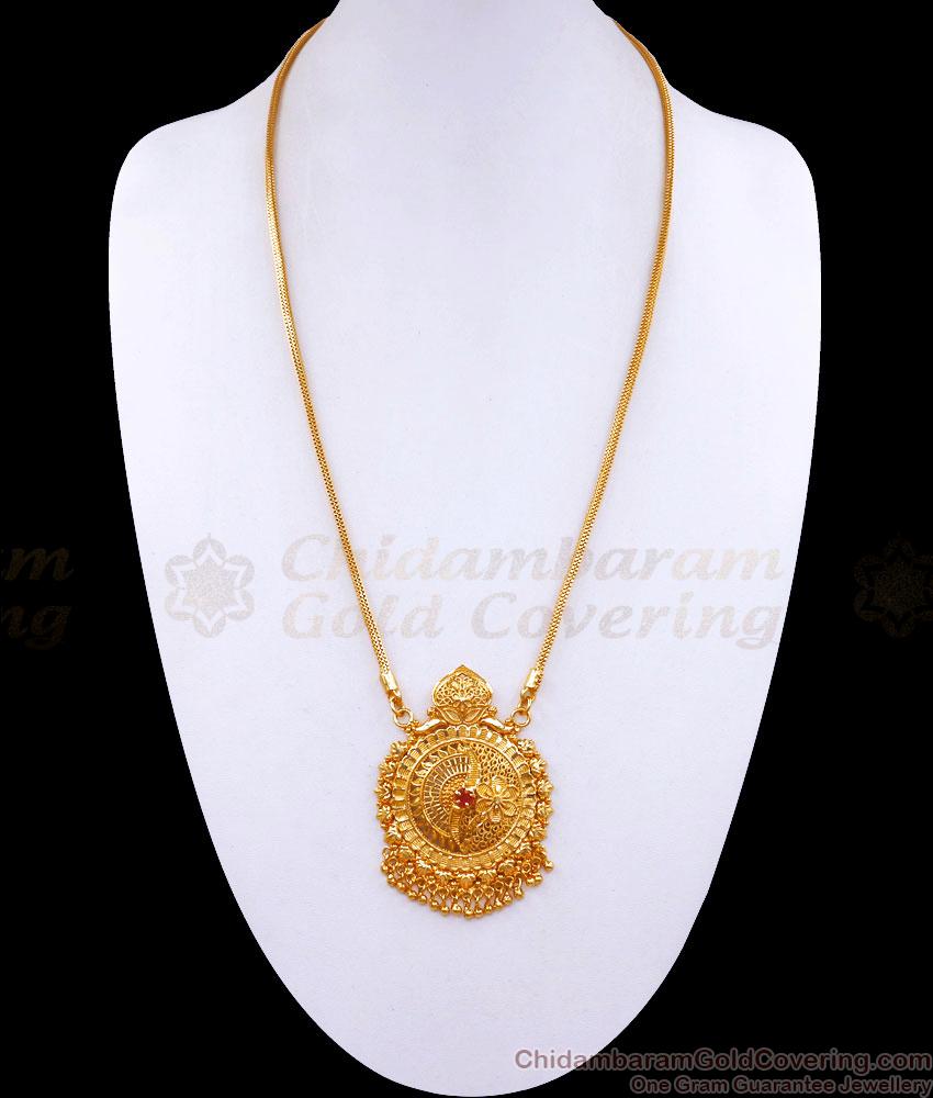 Unique Ruby Floral Dollar With Thin Chain Gold Finish BGDR1197