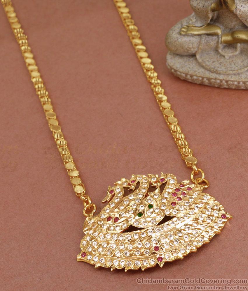 30 Inch Long Latest 3 Swan Impon Pendant Gold Chain For Ladies BGDR1203-LG