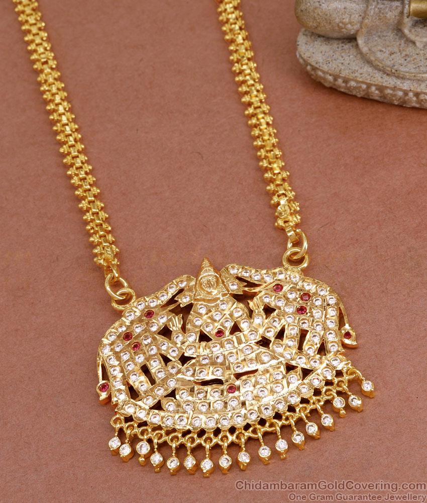 Premium Impon Dollar Gajalakshmi Pendant Chain Traditional Collections BGDR1207