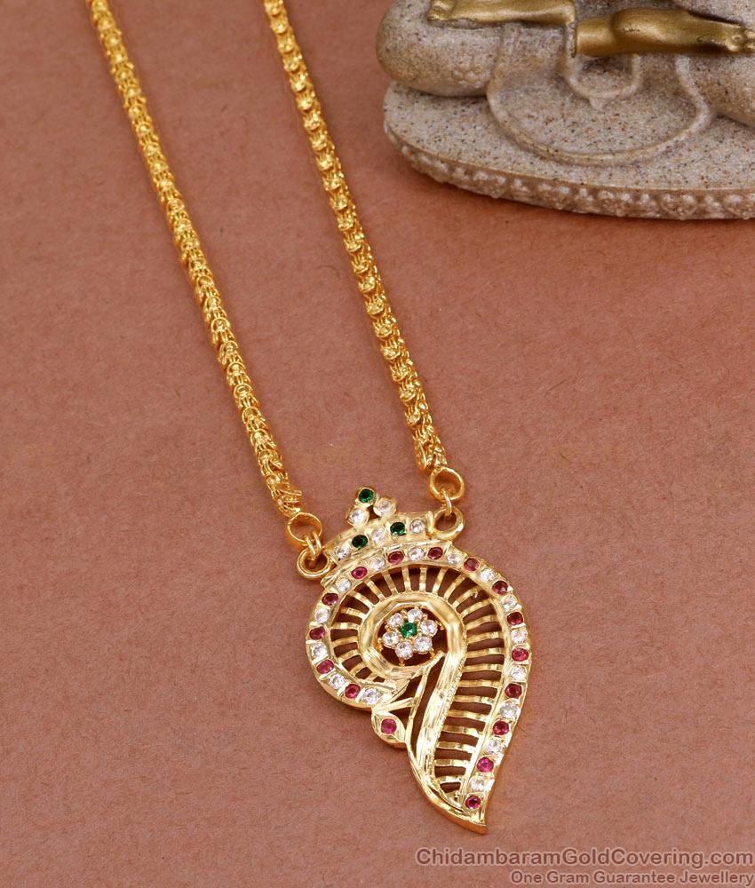 5 Metal Impon Vishnu Dollar Sangu Pendant Chain With Stones Shop Online BGDR1210